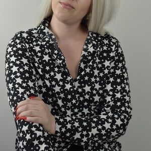 Black and White Star Print Blouse